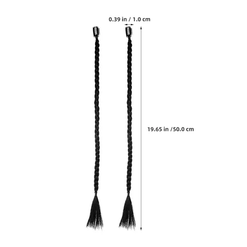 Miniatura 3 de KALLORY 4 extensiones de cabello trenzado con clip, largo frontal y flequillo, 19.68 pulgadas, trenzas sintéticas para mujeres y niñas