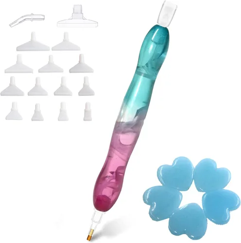 Miniatura 14 de Kit de herramientas y accesorios de pintura de arte de diamante con bolígrafo de cuentas perforadas para adultos, puntas de lápiz estilo perforador