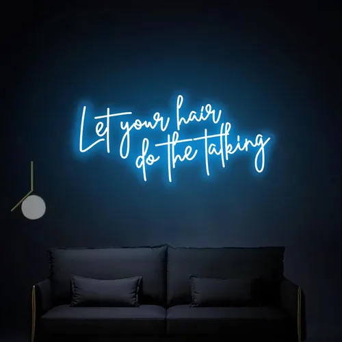 Miniatura 12 de Letrero de neón con luz LED de 20 pulgadas de Let Your Hair Do The Talking Beauty Salon Room de salón de belleza, decoración de pared hecha a mano