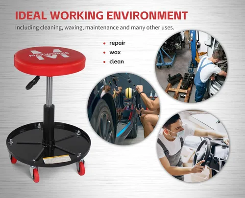 Miniatura 8 de MaxWorks 80771 Asiento neumático de rodillo/rastrillo con altura ajustable - Capacidad de 300 libras