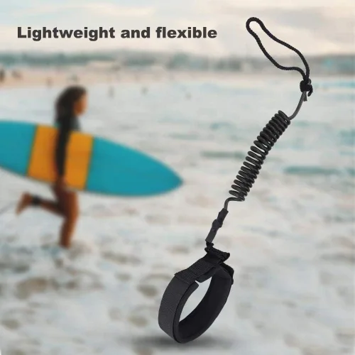 Miniatura 8 de Surfing Leg Leash,Stand Up Paddle Board Coiled Spring Leg Foot Rope Surfing Leash for Surfboard (black)