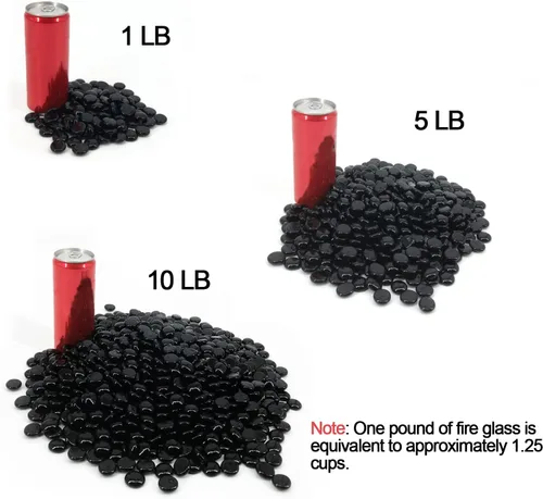 Miniatura 3 de Cuentas de vidrio de fuego de 19 libras para hoguera de 1/2 pulgada, rocas de vidrio templado negro ónix Cuentas de vidrio negro ónix