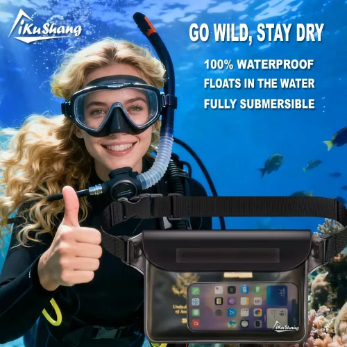 Miniatura 2 de Riñonera impermeable para teléfono – Bolsa seca sumergible de 32 pies con triple cierre de cremallera, cartera de pasaporte con pantalla táctil
