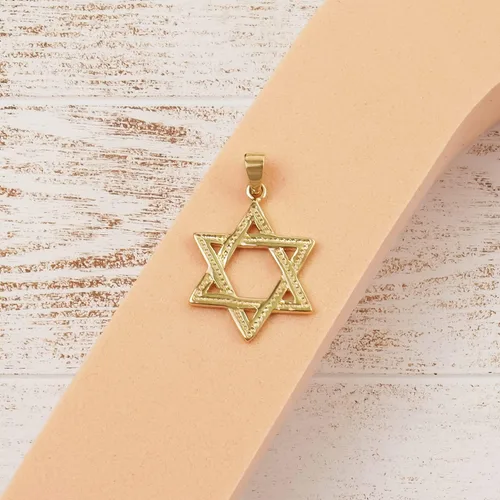 Miniatura 2 de PORI JEWELERS Colgante hexagonal de oro amarillo de 14 quilates con diseño de estrella de David, joyería fina, el mejor regalo de bendición