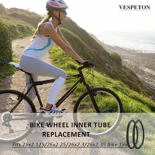 Miniatura 8 de Tubo de bicicleta de 26x2.125/26x2.25/26x2.3/26x2.35 pulgadas con válvula Schrader AV48mm, tubos interiores de bicicleta de montaña de goma butílica