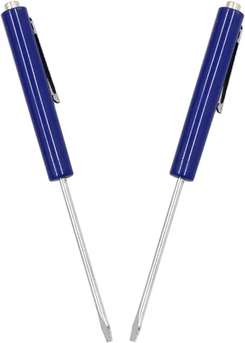 Mini Destornillador de Bolsillo Azul Destornillador Portátil Ranurado con Puntas Ranuradas Magnéticas Fuertes 2 Piezas