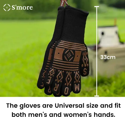 Miniatura 7 de S'more Guantes de barbacoa resistentes al calor, guantes de parrilla al aire libre, guantes de silicona antideslizantes para horno, guantes largos