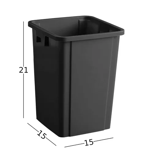 Miniatura 2 de Bote de basura cuadrado negro de 19 galones para restaurante, papelera comercial, papelera de plástico alto, papelera industrial, papelera cuadrada