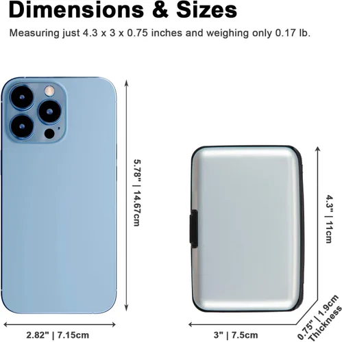 Miniatura 11 de Soporte para tarjetas de crédito, cartera metálica con bloqueo RFID para tarjetas de identificación para mujeres y hombres, funda rígida de aluminio