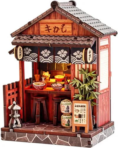 Miniatura 8 de Kit de rincón de libros, kit de casa de muñecas en miniatura para adultos, pastelería de panadería, kit de construcción de mini casa con LED, kit
