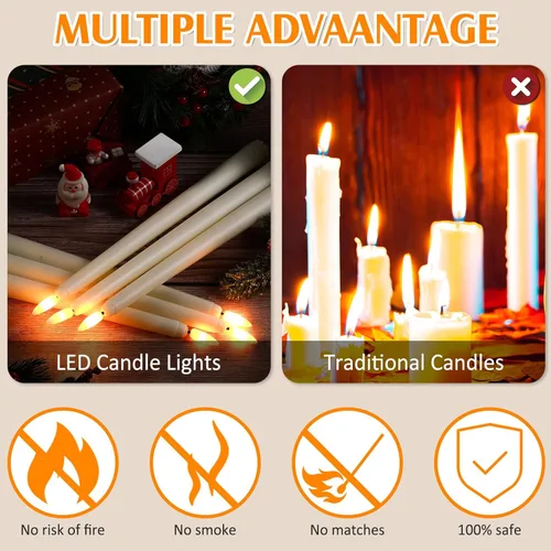 Miniatura 3 de Reginary 36 Piezas Velas Cónicas Sin Llama a Granel de 11" Luces de Plástico LED para Ventana Operadas con Batería Candelabros Sin Control Remoto