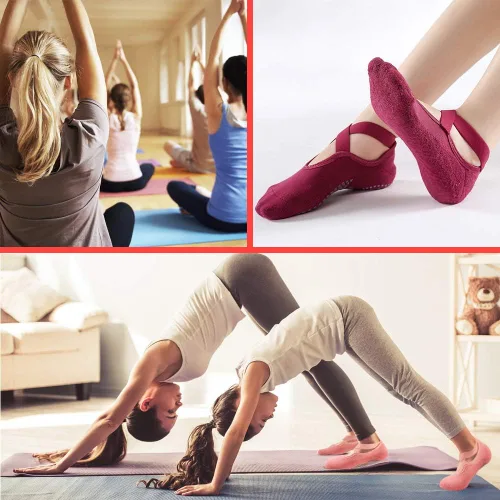 Miniatura 7 de Luckit Calcetines de yoga con puños para mujer calcetines antideslizantes para pilates calcetines de fitness calcetines antideslizantes para yoga