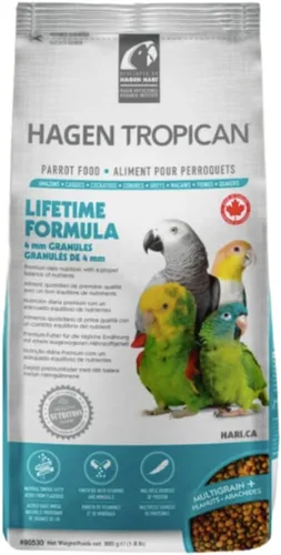 HARI Tropican Bird Food, alimento para loros con cacahuetes y semillas de girasol, gránulos de loro de mantenimiento, fórmula de por vida, bolsa de