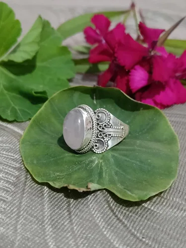 Miniatura 3 de Rose Quartz Gemstone Ring,925 Sterling Silver,Artistic Ring,Oval Shape Stone,Casual Wear,Designer Silver Ring,Engagement Ring,Promise Ring,Silver
