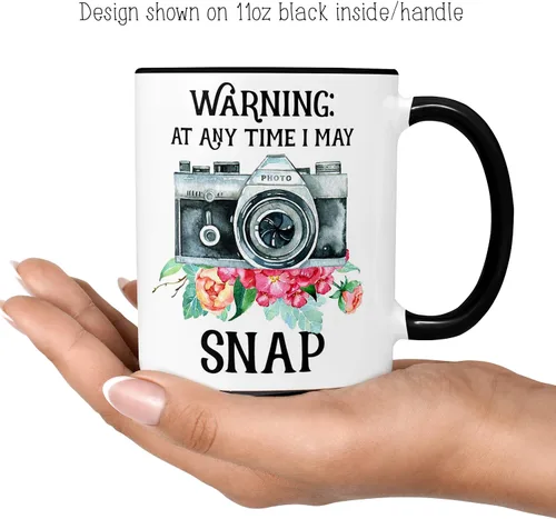 Miniatura 3 de Taza divertida para fotógrafos – Warning I May Snap Camera Gift – Taza de café de fotografía para amantes de la fotografía o aficionados – 11 oz