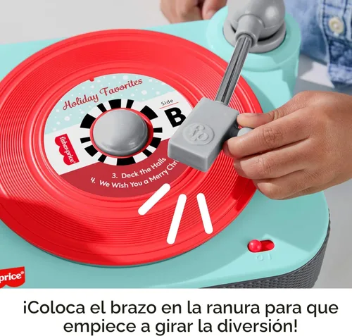 Miniatura 4 de Fisher-Price Juguete Musical Deluxe Rockin' Record Player Mesa Giradiscos de Juguete con 6 Álbumes para Juego Preescolar Más Álbum Exclusivo