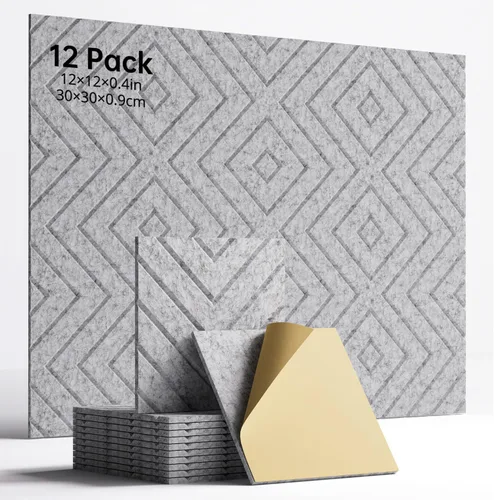 Miniatura 13 de Paneles de espuma con aislamiento de sonido para paredes, paquete de 12 paneles autoadhesivos acústicos, paneles de pared insonorizados de 12 x 12 x