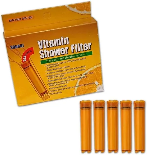 Miniatura 2 de Sonaki, cartucho de filtro de regadera de vitamina C - (1 paquete de 5 unidades) - Repuestos de filtro de vitamina C - Elimina el 99,9% del cloro