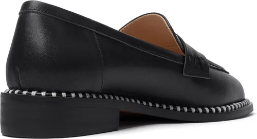 Miniatura 5 de FOGEENA Mocasines de cuero mate para mujer, estilo casual, sin cordones, punta redonda, tacón bajo grueso, zapatos de vestir de 1 pulgada