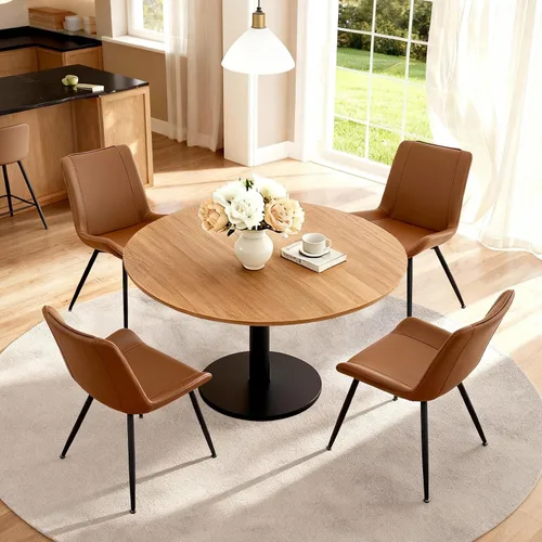 Miniatura 9 de Brage Living Juego de 2 sillas de comedor de piel sintética, modernas, sin brazos, para cocina, comedor, sillas laterales tapizadas con patas