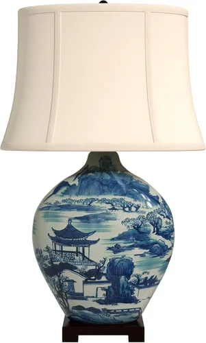 Miniatura 11 de Red Lantern Lámpara de porcelana de paisaje azul de 26