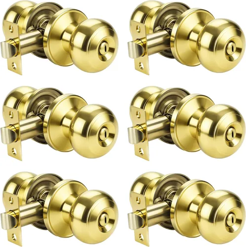 Miniatura 31 de KNOBWELL Pomos de puerta de privacidad, pomo de puerta de cama y baño con cerradura, pomos de puerta de bronce aceitado interior, pomo de puerta