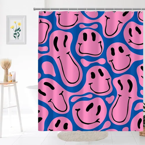 Miniatura 23 de Decoración de baño hippie retro, cortina de ducha de vaca y fresa, tela de poliéster impermeable, 72 x 72 pulgadas, albaricoque