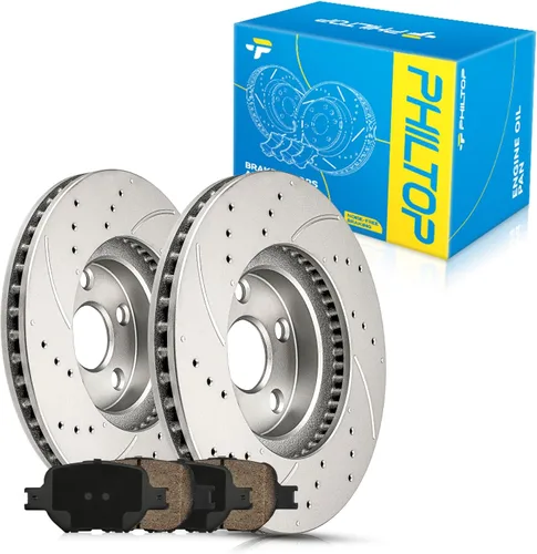 Miniatura 16 de PHILTOP Juego de rotores de freno de disco trasero y pastillas de freno de cerámica para Nissan 2002-2023 Altima, Nissan 2007-2019 Sentra, Nissan