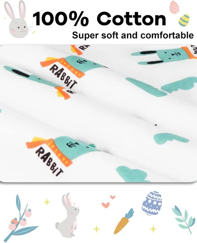 Miniatura 5 de DAUGHTER QUEEN Pijama para niños de 4 piezas, 100% algodón, talla 18 meses a 12 años