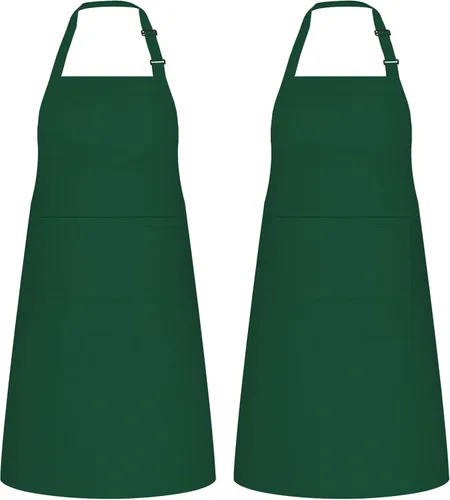 Miniatura 15 de NLUS - 2 paquetes de delantales de cocina, delantal con babero ajustable e impermeable para chef con 2 bolsillos para hombres y mujeres