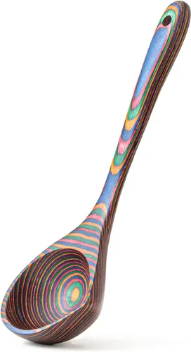 Miniatura 9 de Gudamaye Pakkawood - Cucharones profundos para sopa, cucharón de madera grande de 10.6 pulgadas para cocinar, juego de utensilios de cocina de madera