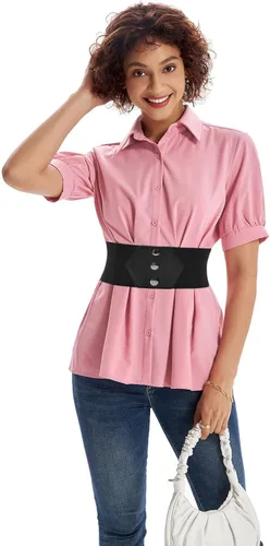 Miniatura 4 de GRACE KARIN Cinturón de corsé con botones a presión para mujer, cinturón elástico ancho para vestido