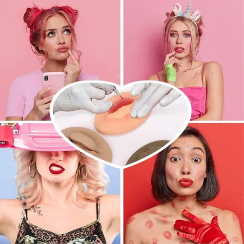 Miniatura 2 de Tattoo Fake Lips 3Pcs Tattoos Practice Lips 5D Silicone Lip for Makeup Practices Realistic Tattooss Practicess Skins Training Microblading Practics