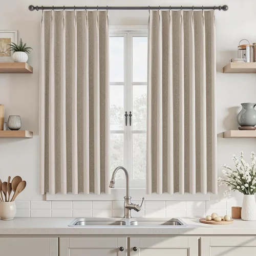 Miniatura 26 de UHITECH Cortinas opacas cortas de 35 pulgadas de largo, plisadas, opacas, para ventanas pequeñas, con aislamiento térmico, cortinas reductoras