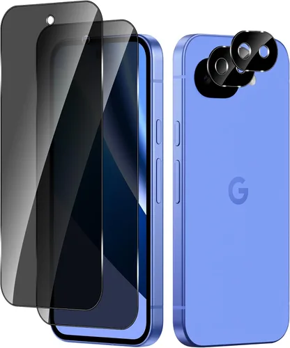 Miniatura 10 de Protector de pantalla de privacidad para Google Pixel 9A 5G, película protectora de vidrio templado de dureza 9H [paquete de 2+2] protector de lente