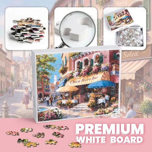 Miniatura 6 de Rompecabezas para adultos de 1000 piezas, Spring Italy Bistro Flower Street Landscape, rompecabezas de 1000 piezas para adultos mayores