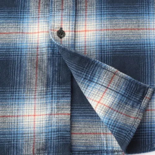 Miniatura 5 de Dubinik Camisa de franela, para hombre, de manga larga, a cuadros, suave, 100% algodón, informal, con botones, ajuste regular