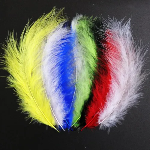 Miniatura 14 de Paquete de 100 plumas de marabú de pavo esponjosas de 4 a 6 pulgadas para manualidades, atrapasueños con flecos, plumas de colores, paquete
