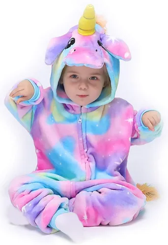 Miniatura 5 de Pijama de unicornio arcoíris para niños, disfraz de animal, Halloween, cosplay
