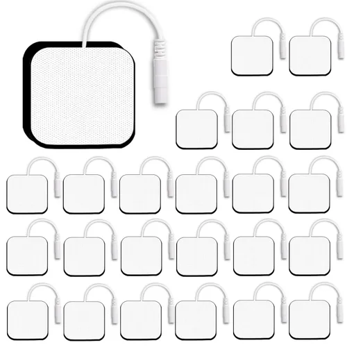 TENS - 24 almohadillas de electrodos SM de 2 x 2 pulgadas, reutilizables hasta 50 veces, almohadillas de repuesto de grado médico sin látex con