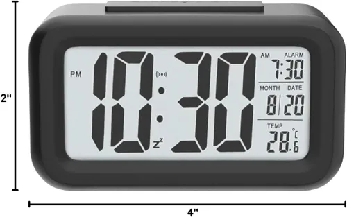 Miniatura 8 de Reloj despertador digital, reloj despertador para dormitorio con luz nocturna, temperatura interior, pantalla LED grande, funciona
