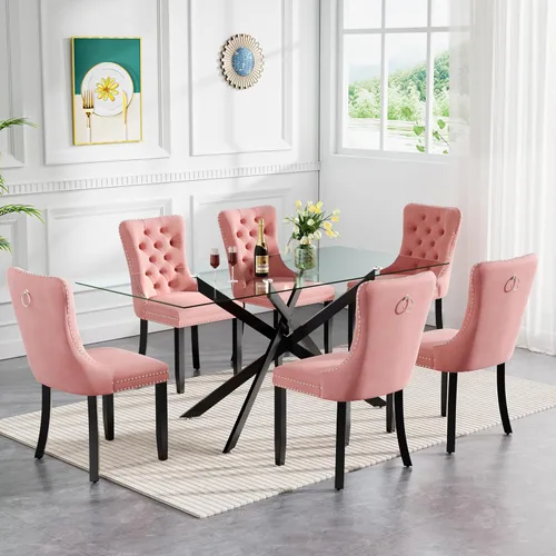 Miniatura 15 de HomVent Juego de mesa de comedor redonda de vidrio de 3 piezas, juego de mesa de comedor de vidrio templado para 2 mesas de cocina con 2 sillas