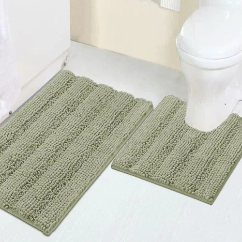Miniatura 68 de Turquoize Alfombras de Baño de Chenilla Peludas Alfombra de Baño Antideslizante Gruesas Alfombras Peludas para Baño Chenilla Juego de Alfombra