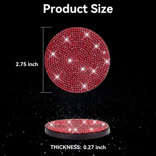 Miniatura 2 de SINGARO - Posavasos brillantes para automóvil, 4 posavasos antideslizantes universales, decorativos e integrados, accesorios para interiores de Rojo