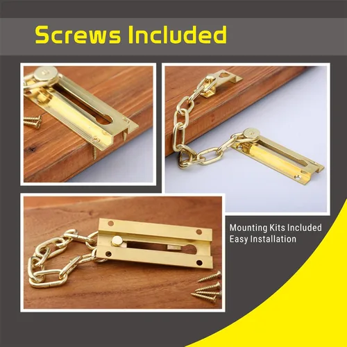 Miniatura 8 de Cadena de seguridad para puerta de latón sólido, seguridad para el hogar resistente, cadena de seguridad para cerradura de puerta de latón robusta