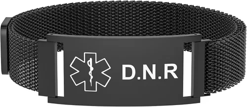 Miniatura 10 de Pulsera de alerta médica para mujeres y hombres, pulsera ajustable con identificación de alerta médica para epilepsia diabética D.N.R marcapasos