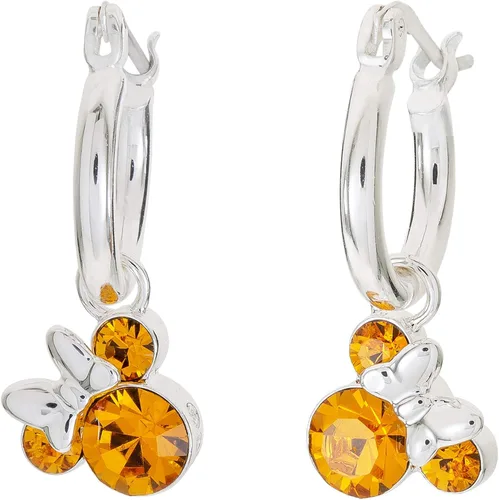 Miniatura 4 de Disney Minnie Mouse Jewelry Crystal Birthstone Silver Plated Hoop Dangle Earrings Latch Back