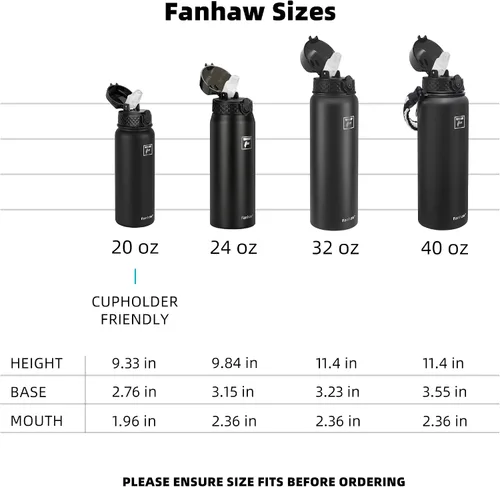 Miniatura 6 de Fanhaw Botella de agua de acero inoxidable aislada para niños de 20 onzas con tapa con popote, a prueba de fugas y antipolvo, botella de uso diario