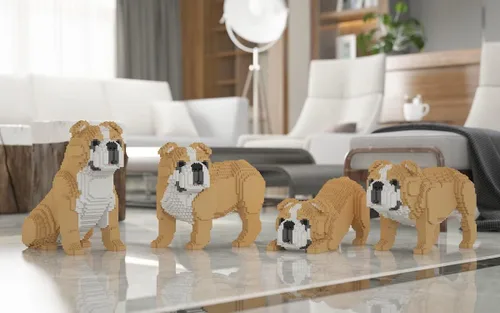 Miniatura 2 de JEKCA Bulldog inglés 01S-M03 Bloques de construcción de plástico para perros Edad 14+ Marrón claro