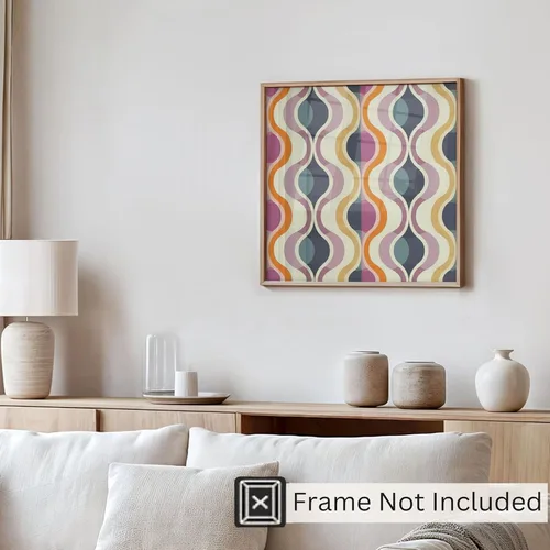 Miniatura 4 de Ethan Taylor Abstract Wall Art Prints Unframed Square Posters 'Retro 70s Hippie Groovy Pattern XV' Retro Home Décor for Living Room, Bedroom